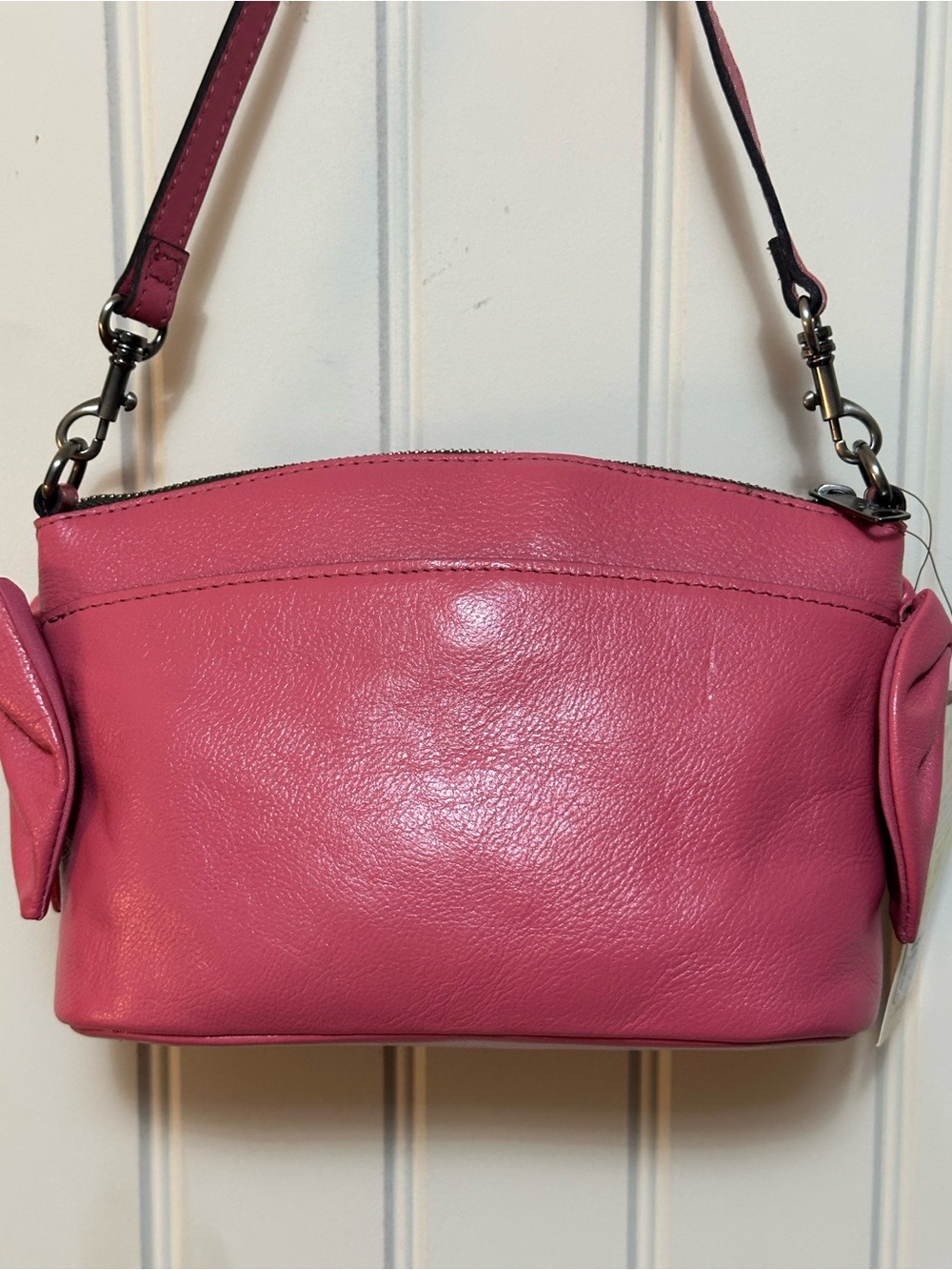Patricia Nash Rugged Natural Grain Petal Pink Arlee with Bow Shoulder Bag